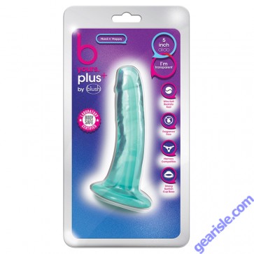 Blush B Yours Plus Hard N Happy 5" Realistic Dildo Transparent Teal box