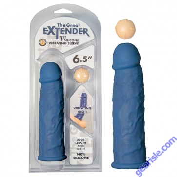 The Great Extender 1st Silicone Vibrating Sleeve 6.5 Blue