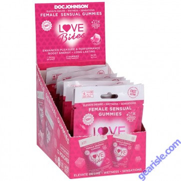 Love Bites Female Sensual Gummies 12 Pack 2 Pcs Per Pack 0.3 oz.