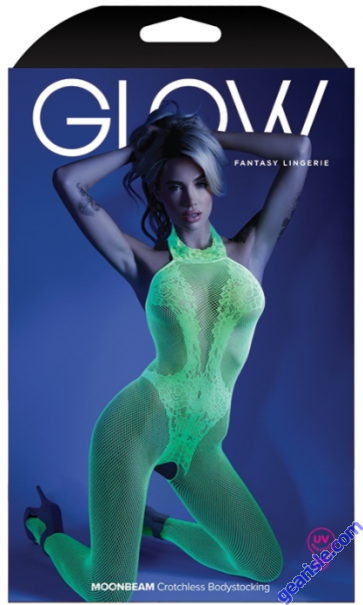 Glow Moonbeam Crotchless Bodystocking Neon Green