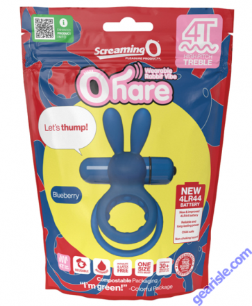 Screaming O 4T Ohare Rabbit Cock Ring 5 Speeds Blueberry Waterproof