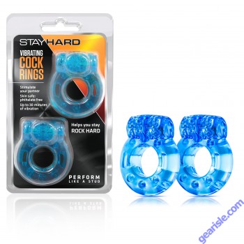 Stay Hard Vibrating Cock Rings 2 pack Blue Blush Novelties 
